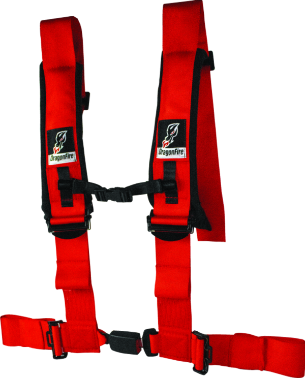 DragonFire Racing ATV Seat Belt Harness [2  or 3  Buckle 4 Point EZ-Adjust] Black or Red For Cheap