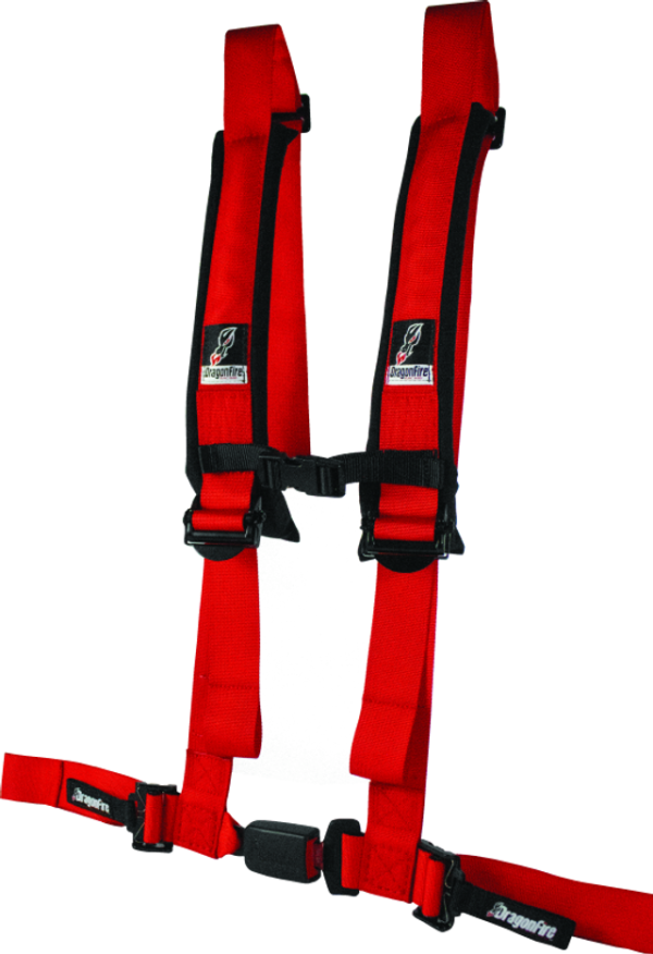 DragonFire Racing ATV Seat Belt Harness [2  or 3  Buckle 4 Point EZ-Adjust] Black or Red For Cheap