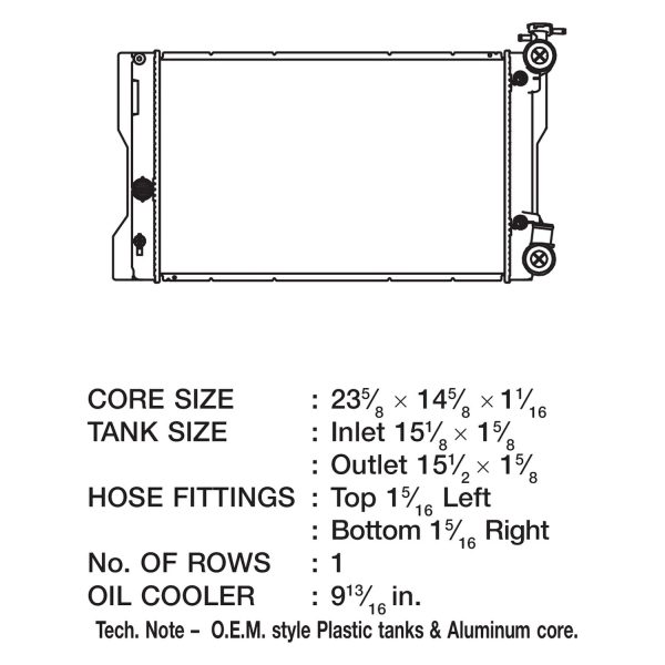 CSF Radiator Toyota Corolla 2.4L (2009-2010) OEM Replacement w  Aluminum Core 3446 For Sale