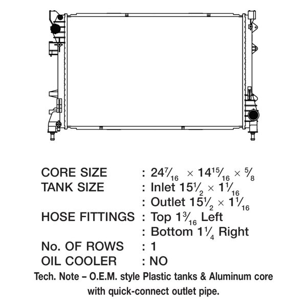 CSF Radiator Fiat 500 1.4L (2009-2019) OEM Replacement w  Aluminum Core 3530 Online Hot Sale