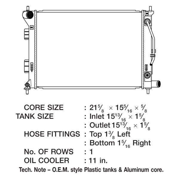 CSF Radiator Hyundai Elantra Coupe 1.8L (2011-2013) OEM Replacement w  Aluminum Core 3539 Online now