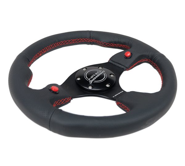 NRG Leather Steering Wheel with Dual Horn Buttons (320mm Reinforced) RST-007R Supply