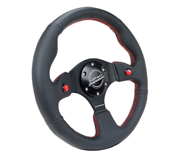 NRG Leather Steering Wheel with Dual Horn Buttons (320mm Reinforced) RST-007R Supply